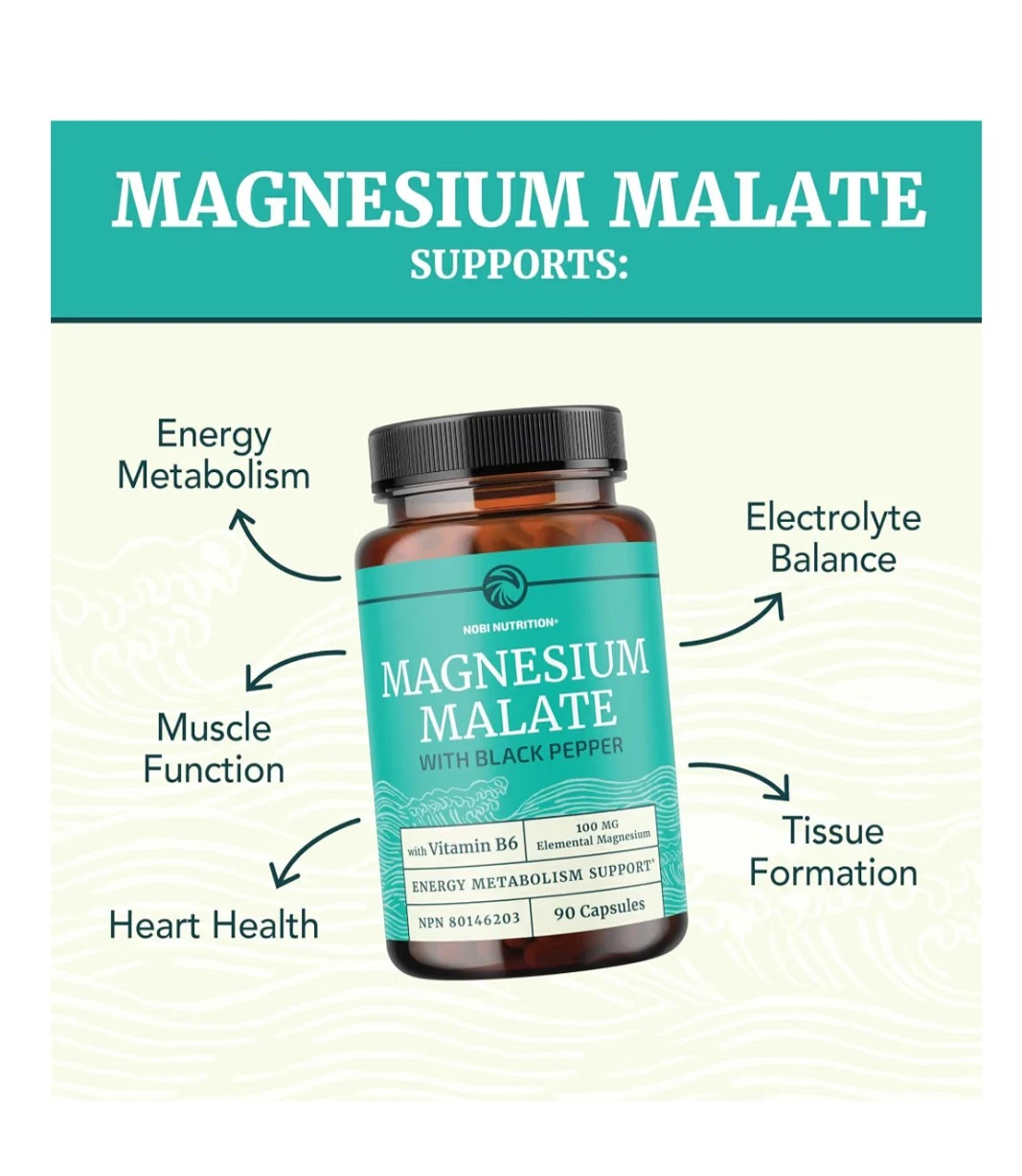 Nobi Nutrition Magnesium Malate with Black Pepper 90 Capsules - photo 2
