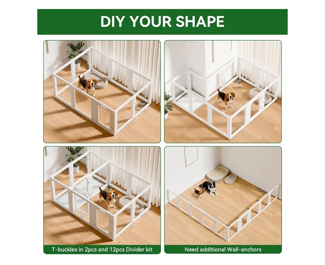 EVERFRONT Clear Acrylic Playpen – 24" – 10 Panels – Like New