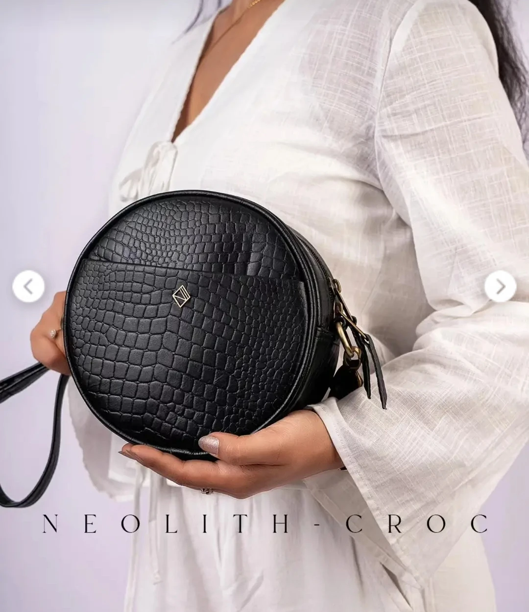 Neolith Croc Round Crossbody Bag - Black - photo 2