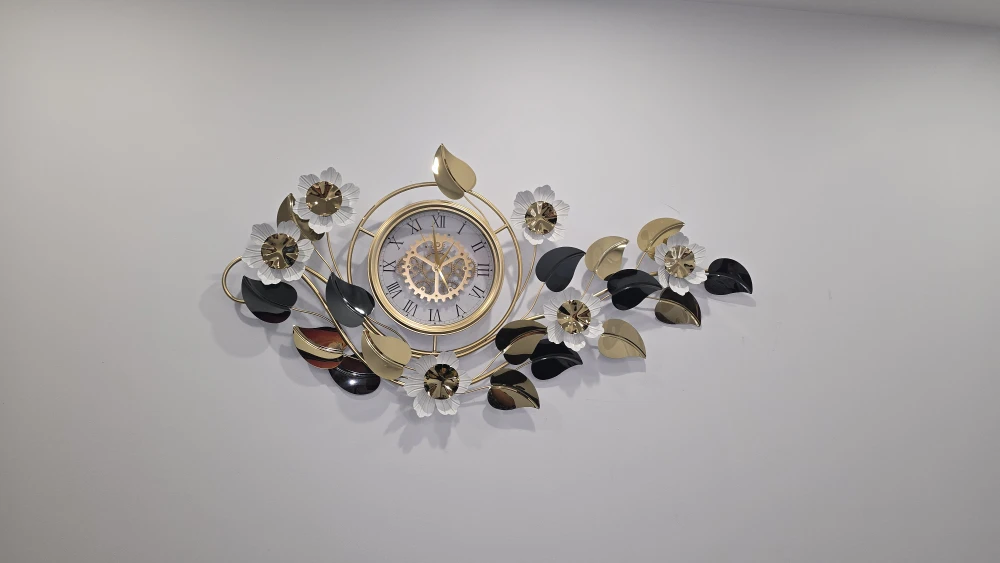 Decorative Wall Clock with Floral Accents - photo 2
