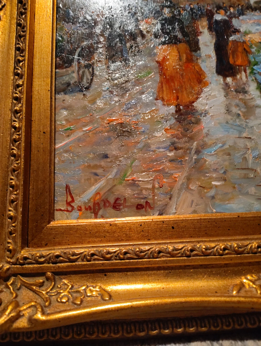 Large Vintage Bourdelon Paris Oil Painting Framed - photo 2