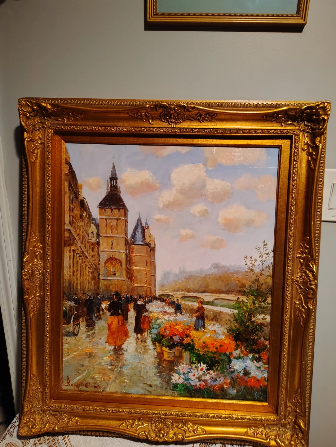 Large Vintage Bourdelon Paris Oil Painting Framed - photo 3