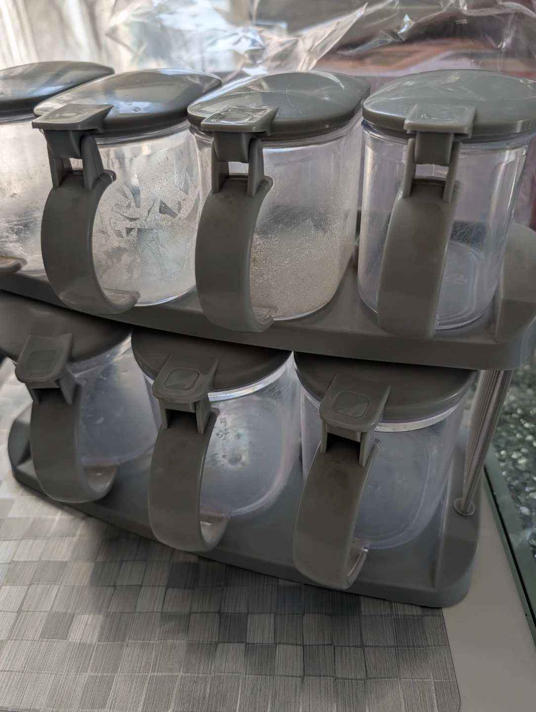 Set of 6 Grey Spice Jars with Stand - photo 2