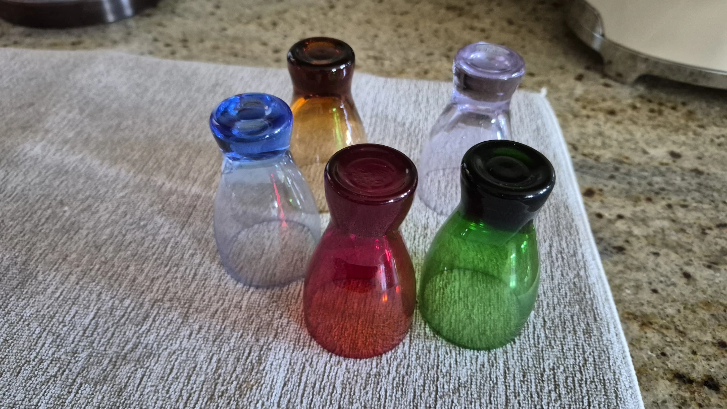 Set of 5 colourful shot glasses