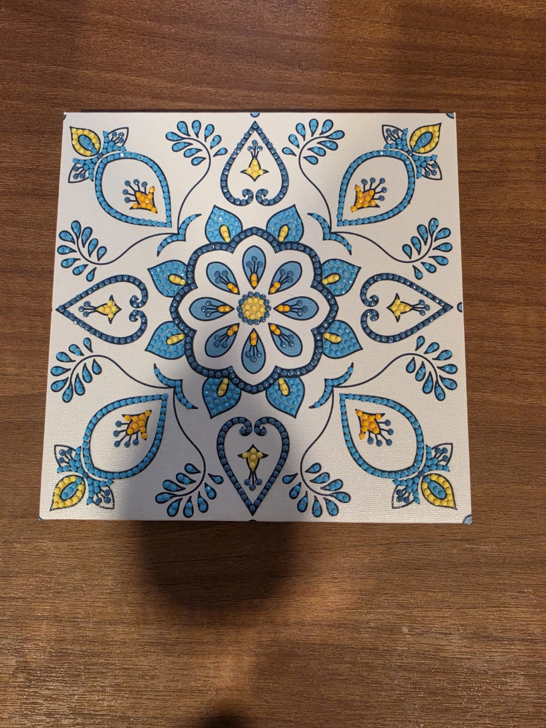 Decorative Art Piece - Blue and Yellow Floral Design