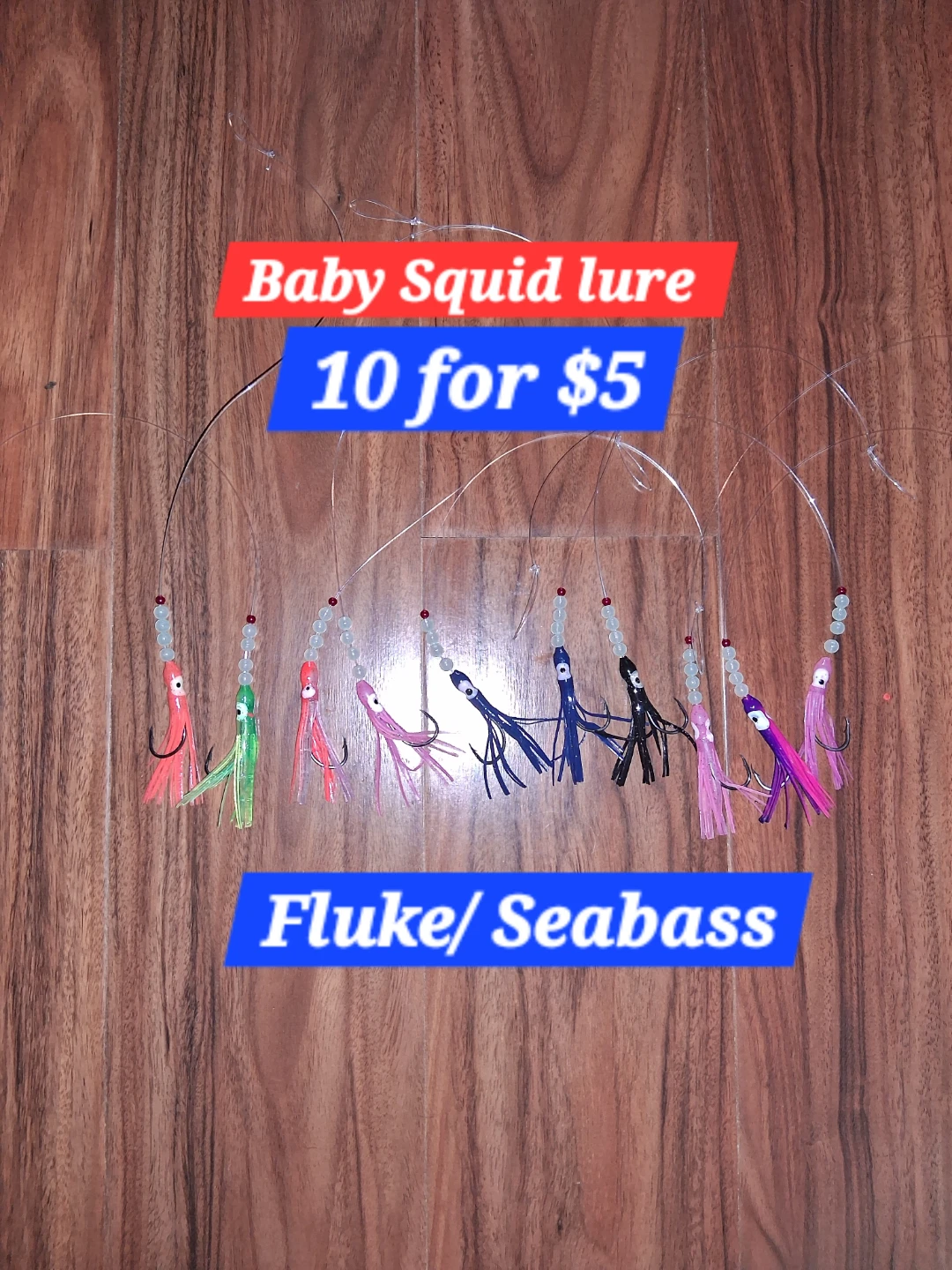 Baby Squid Lures for Fluke/Seabass - 10 for $5