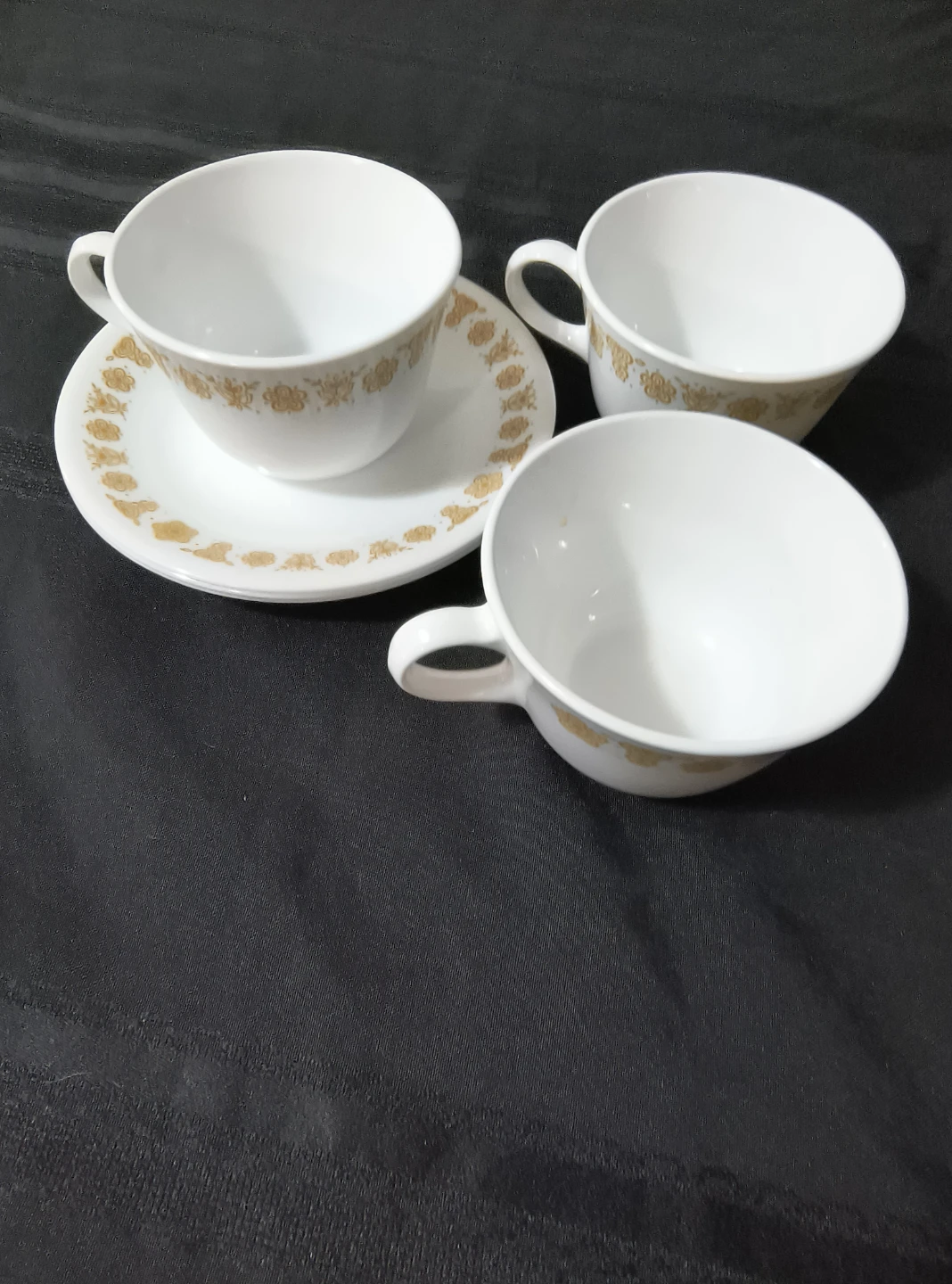 Corelle Livingware Cups and Saucers Set Butterfly Gold Pattern - photo 2