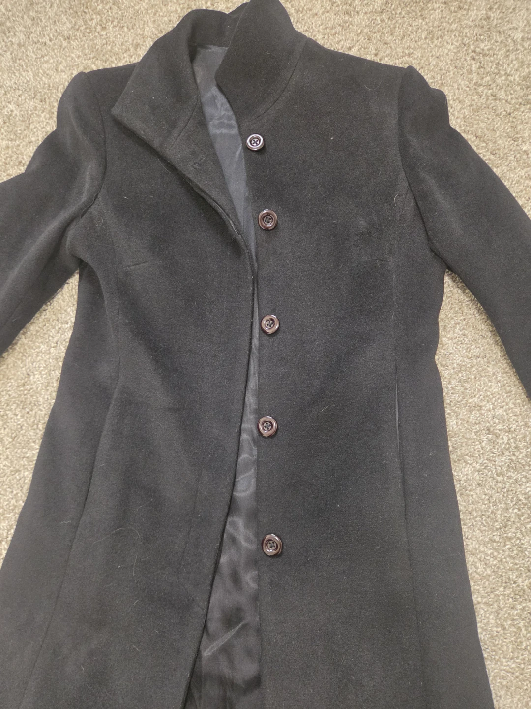 Long black button-up wool blend coat - photo 4