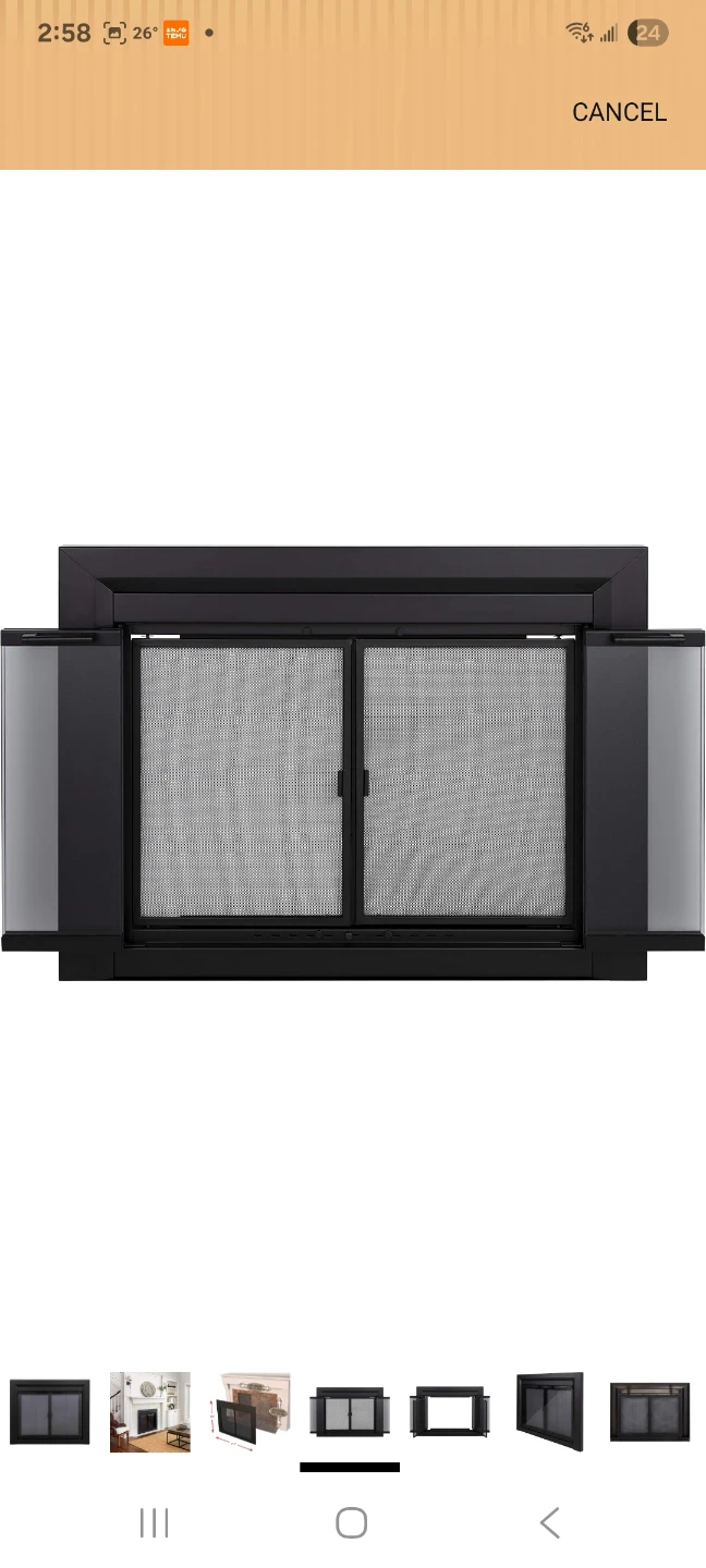 Black Fireplace Screen with Double Doors - photo 4
