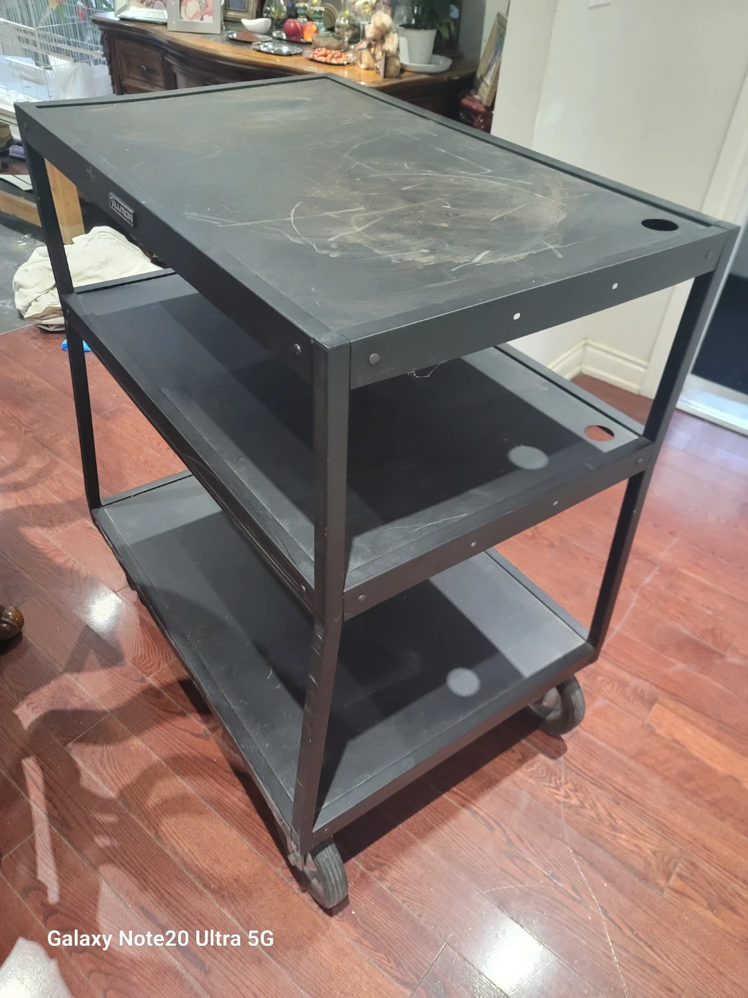 Black 3-Tier AV Cart with Wheels - photo 2