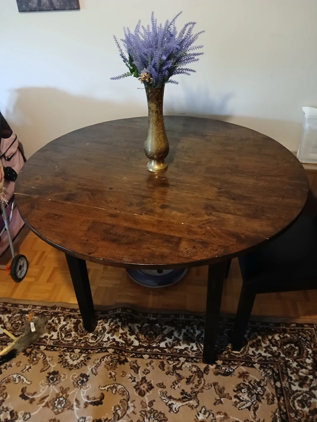 Wood table and two chairs