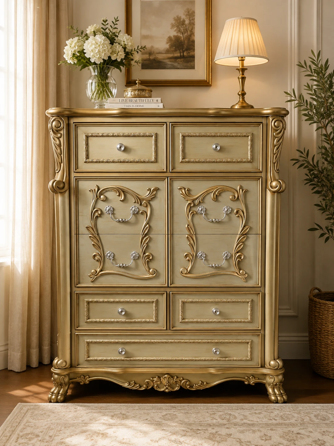 French Provincial Ornate Chest Dresser
