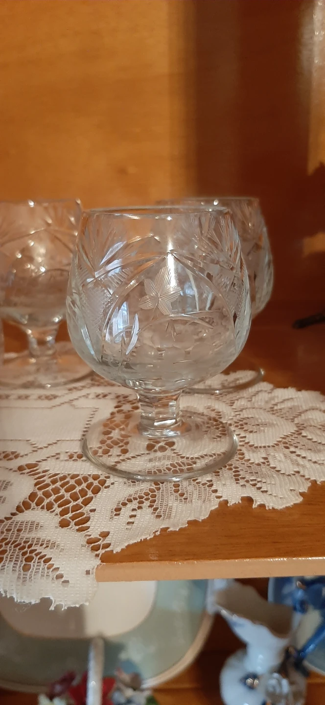5 Vintage European Cut Crystal Brandy Snifter Glasses. - photo 4