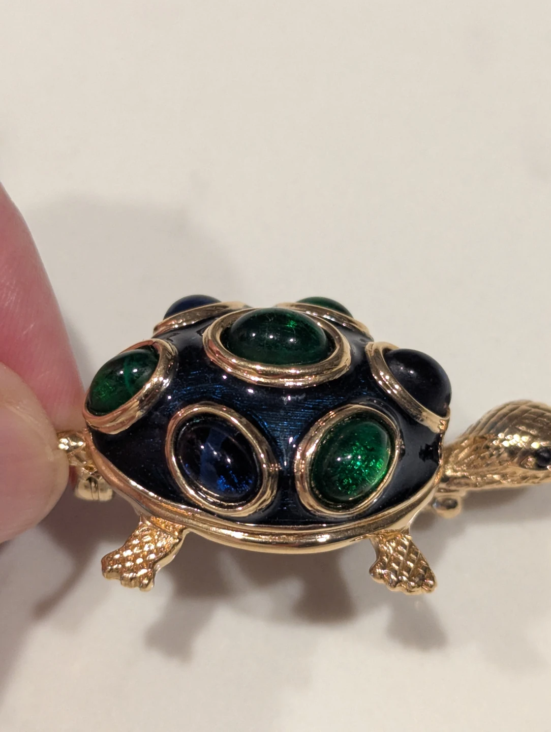 D'Orlan turtle Brooch with Blue and Green Gems - photo 4