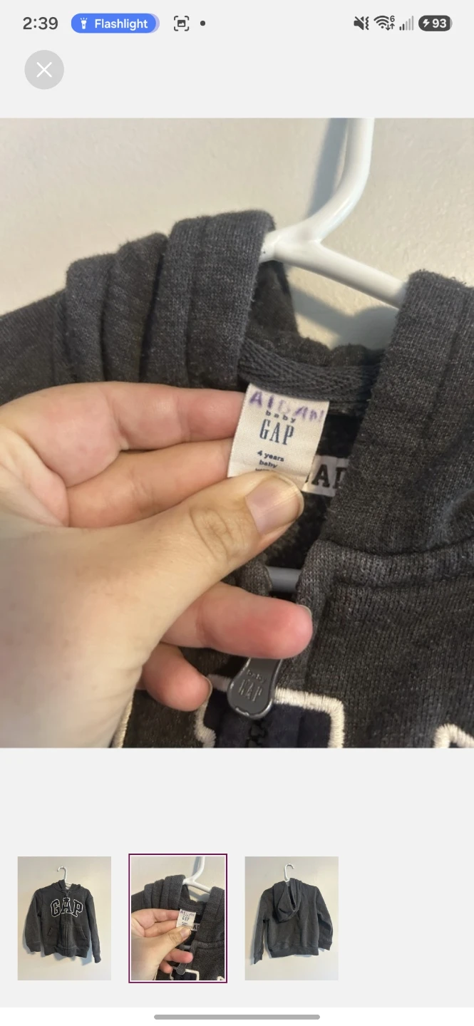 Baby Gap Charcoal Zip Up Hoodie Size 4 - photo 2