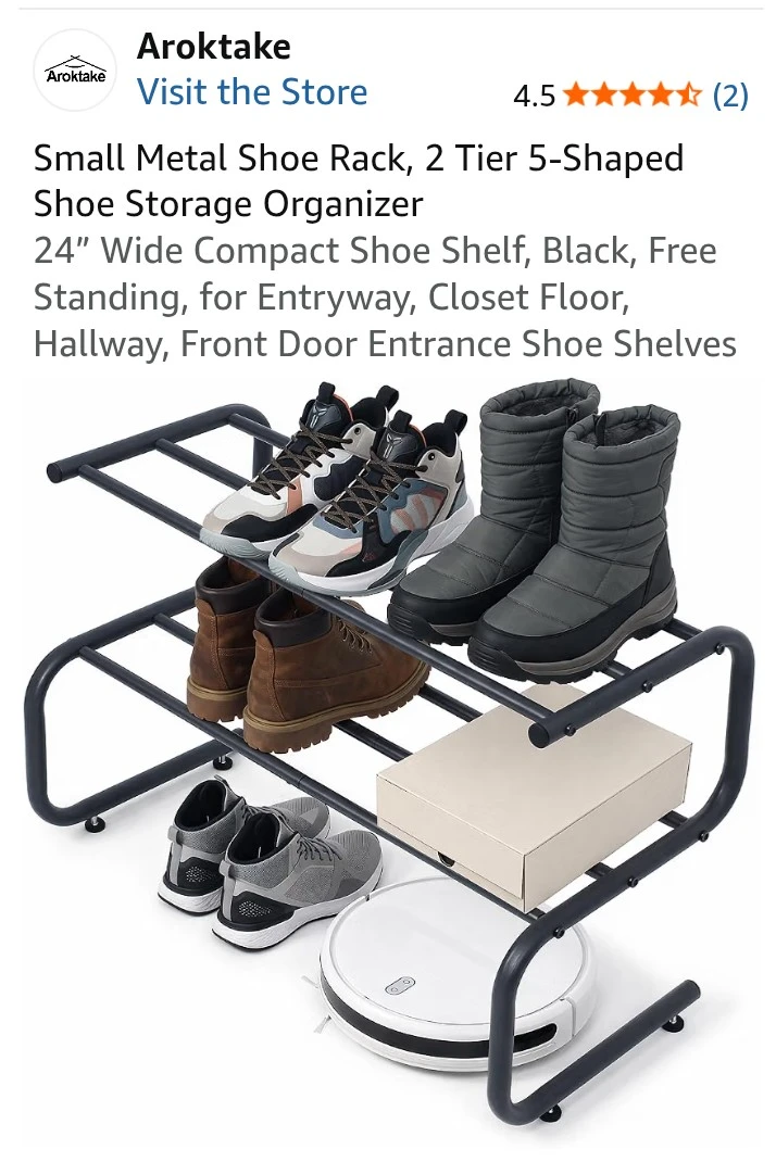 NEW! 24" Black Metal Shoe Rack