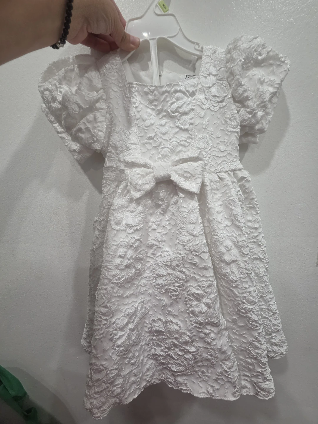 White Lace Puff Sleeve Dress