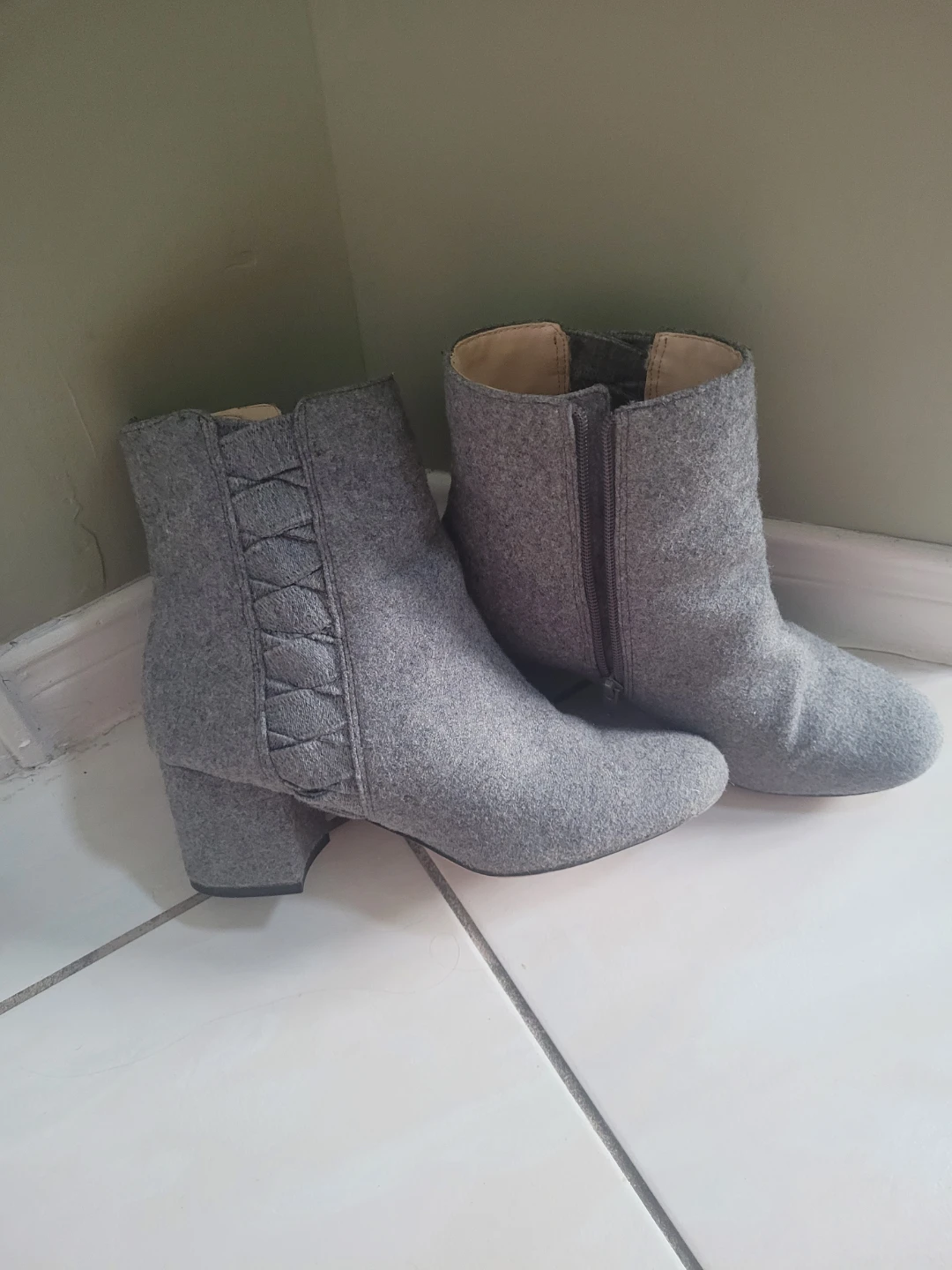 Grey Felt Ankle Boots - photo 2