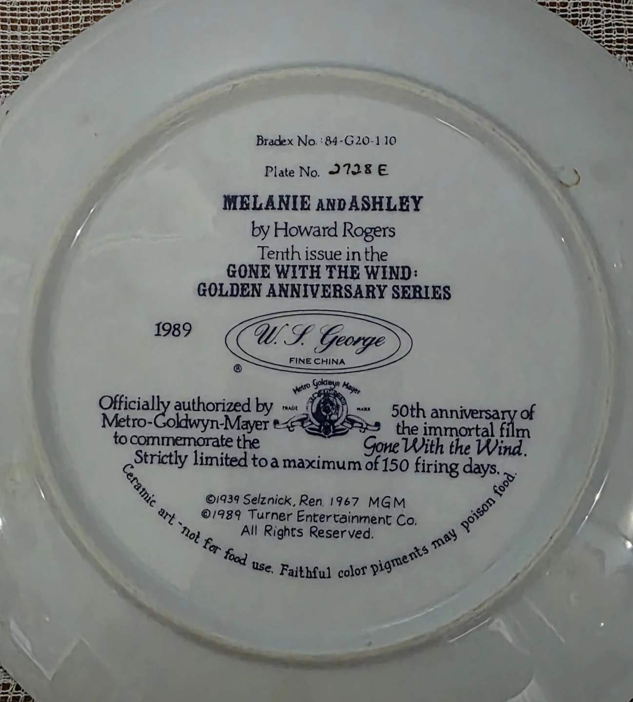 W.S. George Gone With The Wind Collector Plate - photo 2