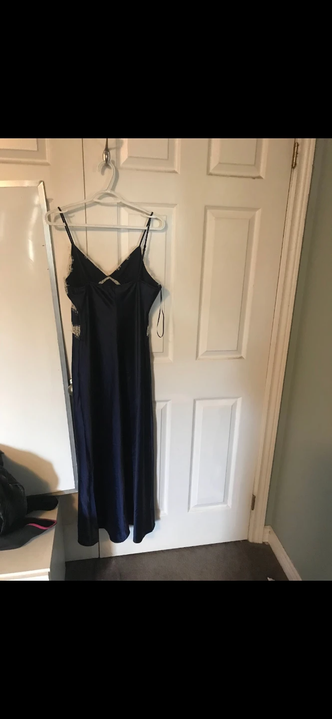Thirty Thirty LA Navy Satin Lace Maxi Slip Dress - photo 2