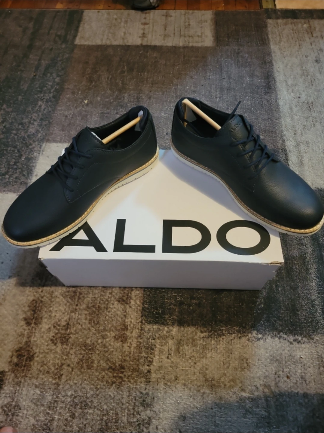 Men's ALDO Blue Leather Lace-Up Dress Shoes - photo 3
