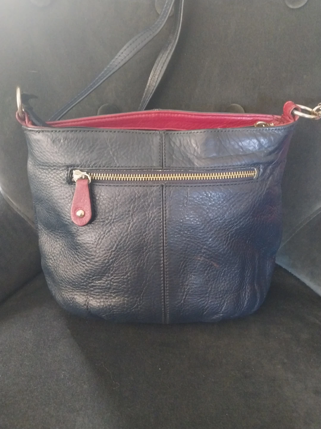 Arnaldo Bassini ITALY Leather Shoulder Bag - Navy