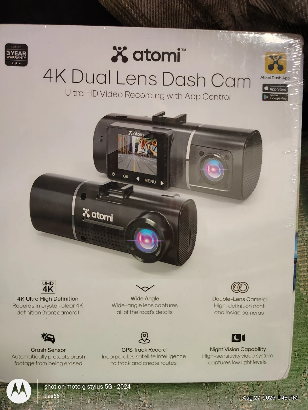 Atomi 4K Dual Lens Dash Cam