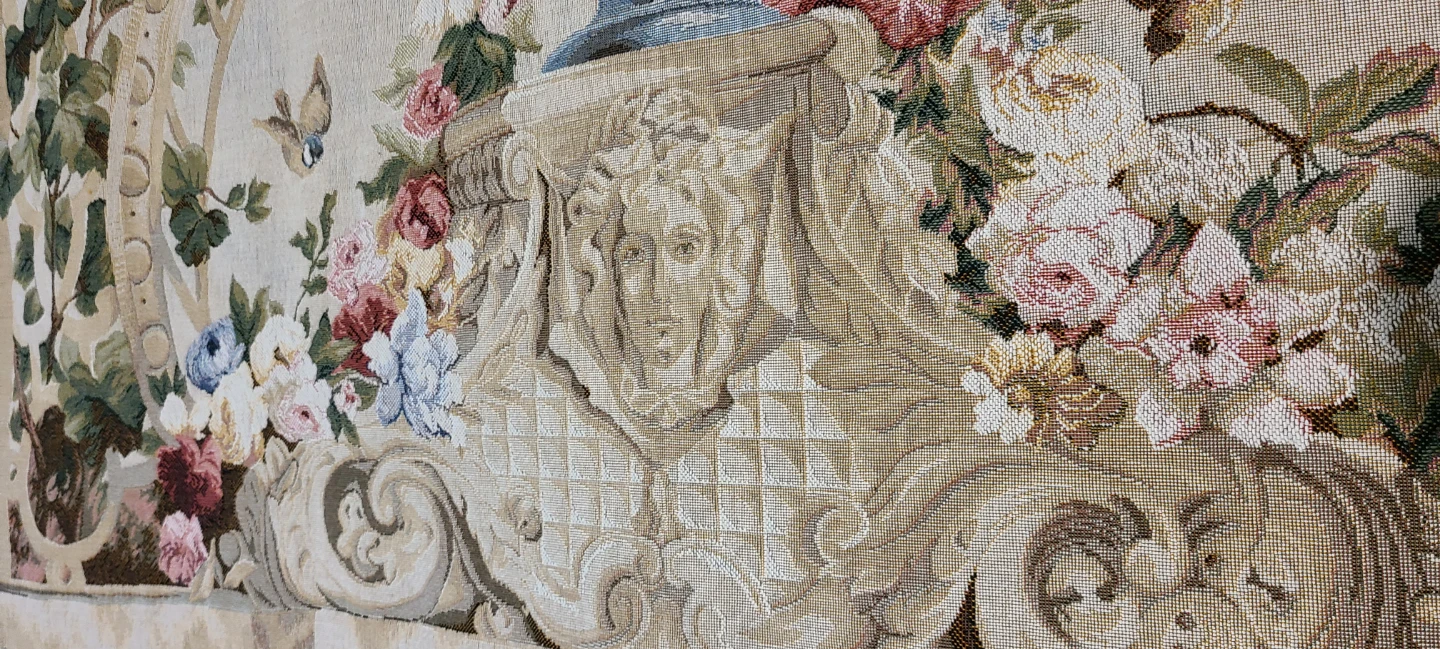 Large Wall Tapestry Spring Arch French Garden Vase 61"x39" - photo 4