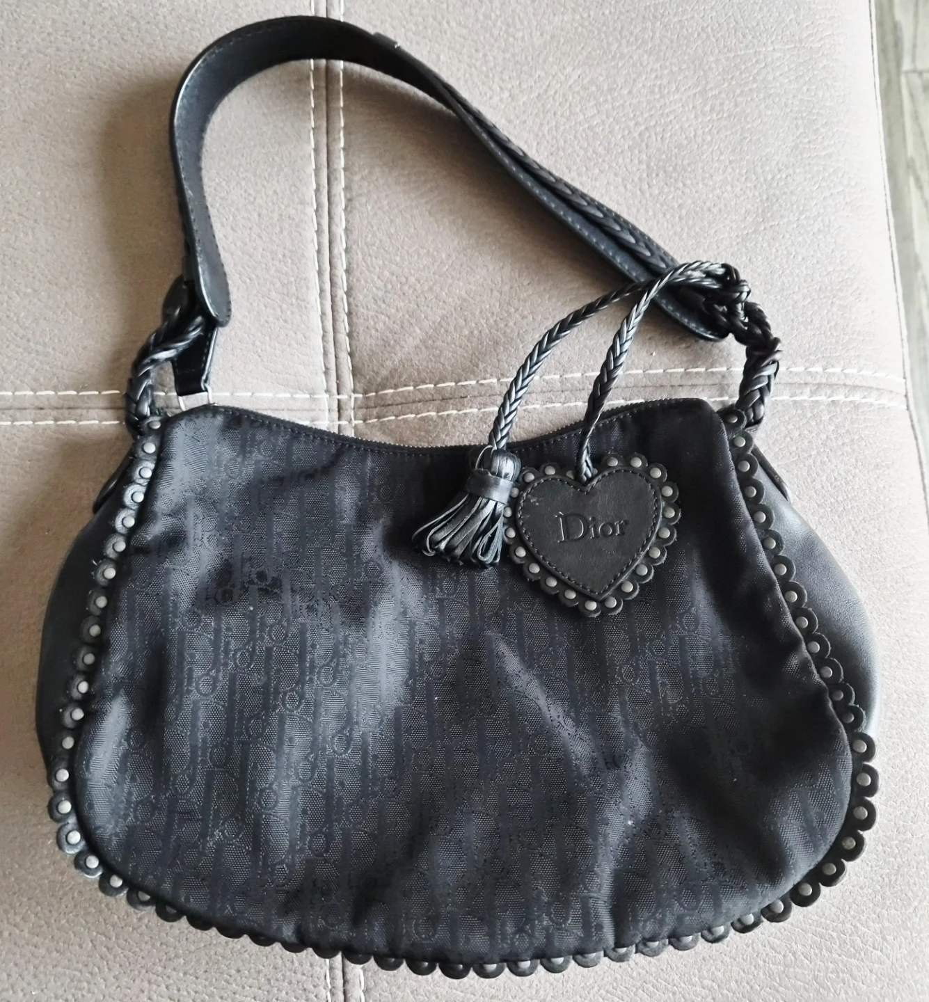 Christian Dior Black Monogram Shoulder Bag