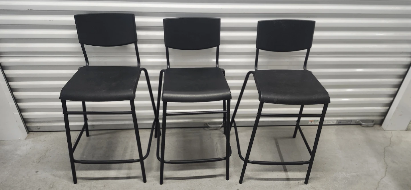 Set of 3 Black Bar Stools from ikea ,one for $10