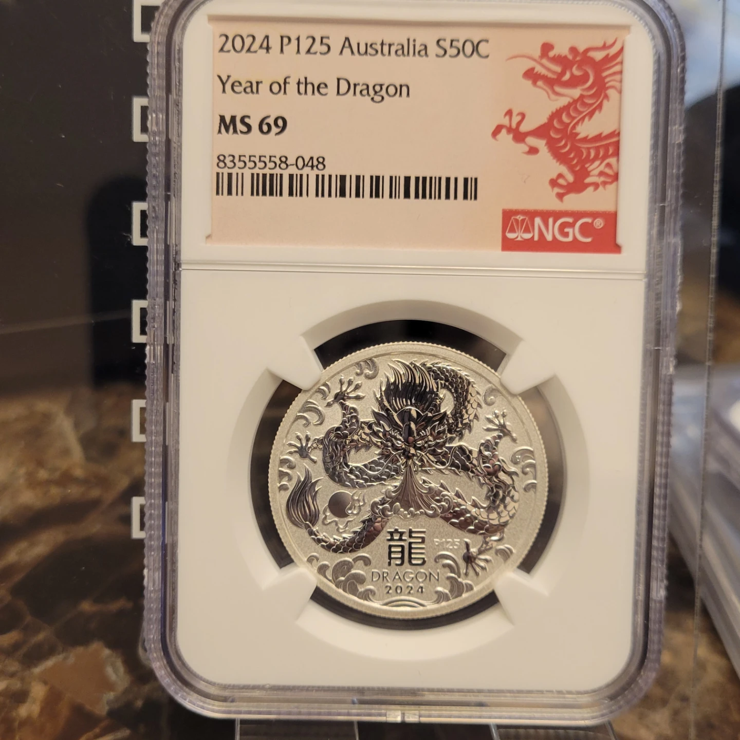 2024 Australian Year of the Dragon Silver Coin 50 Cents NGC MS69