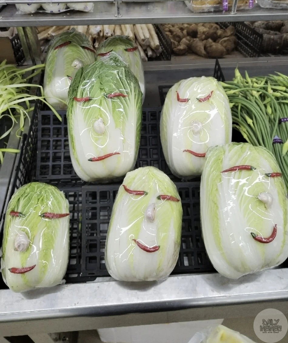 Napa Cabbage with Cute Face Decoration