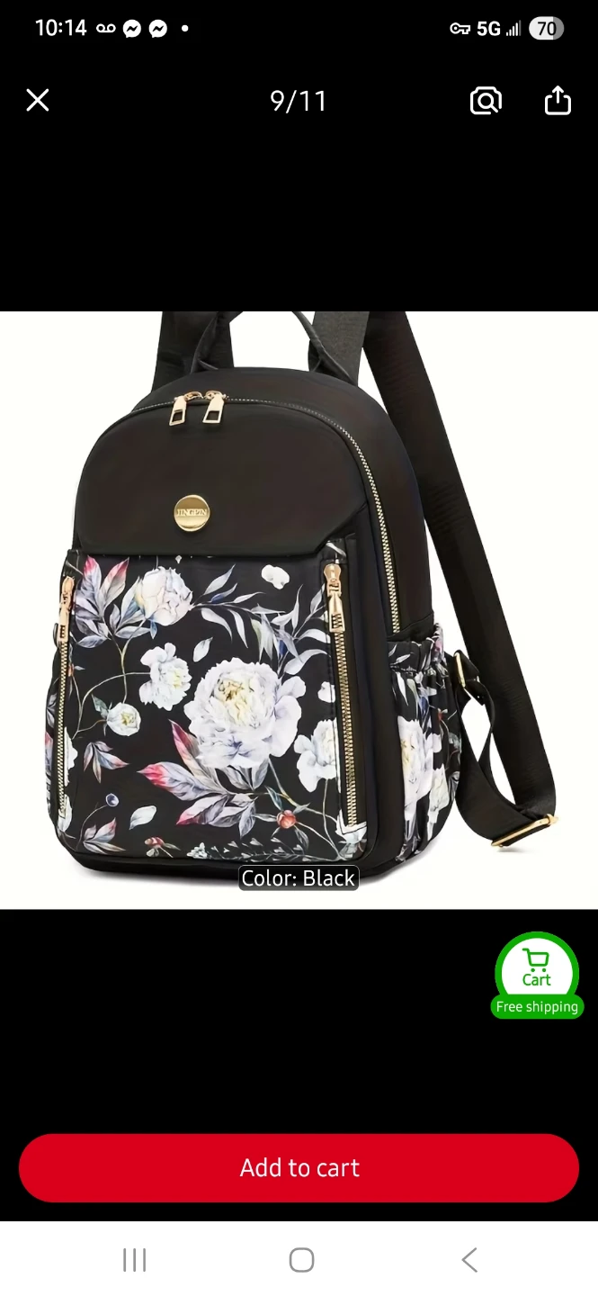 Black Floral Backpack
