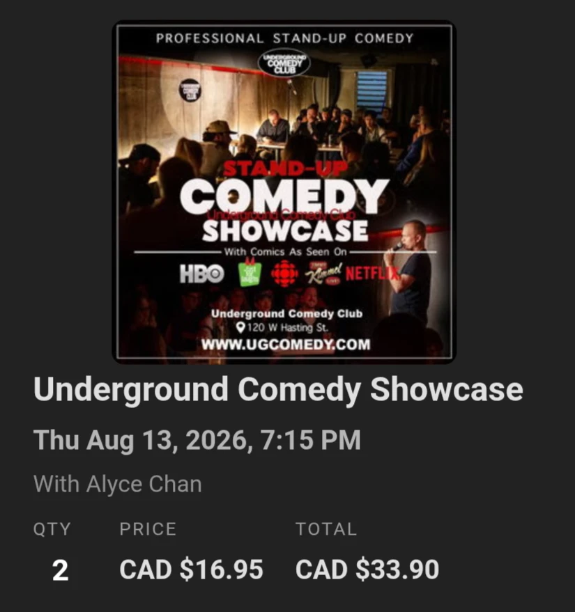 Underground Comedy Showcase: ALYCE CHAN Tickets