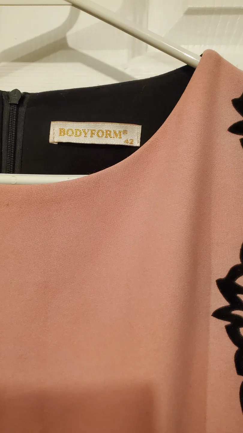 BODYFORM Women's Pink Black Lace Trim Sleeveless Dress Size 42 - photo 3