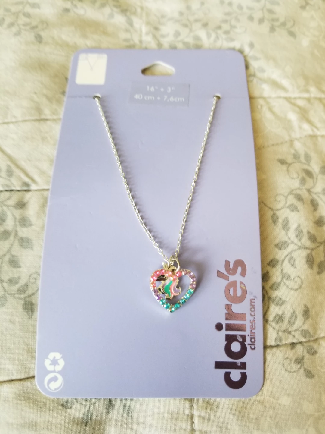 Claire's Unicorn Heart Charm Necklace