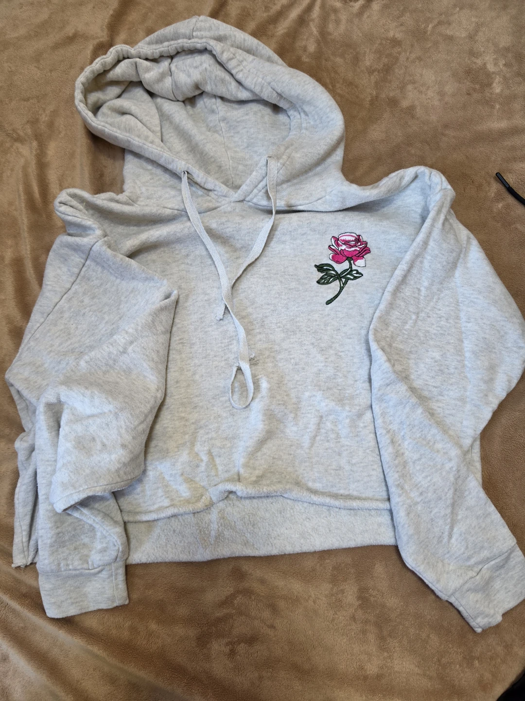 Grey Forever 21 Rose Hoodie - Size S