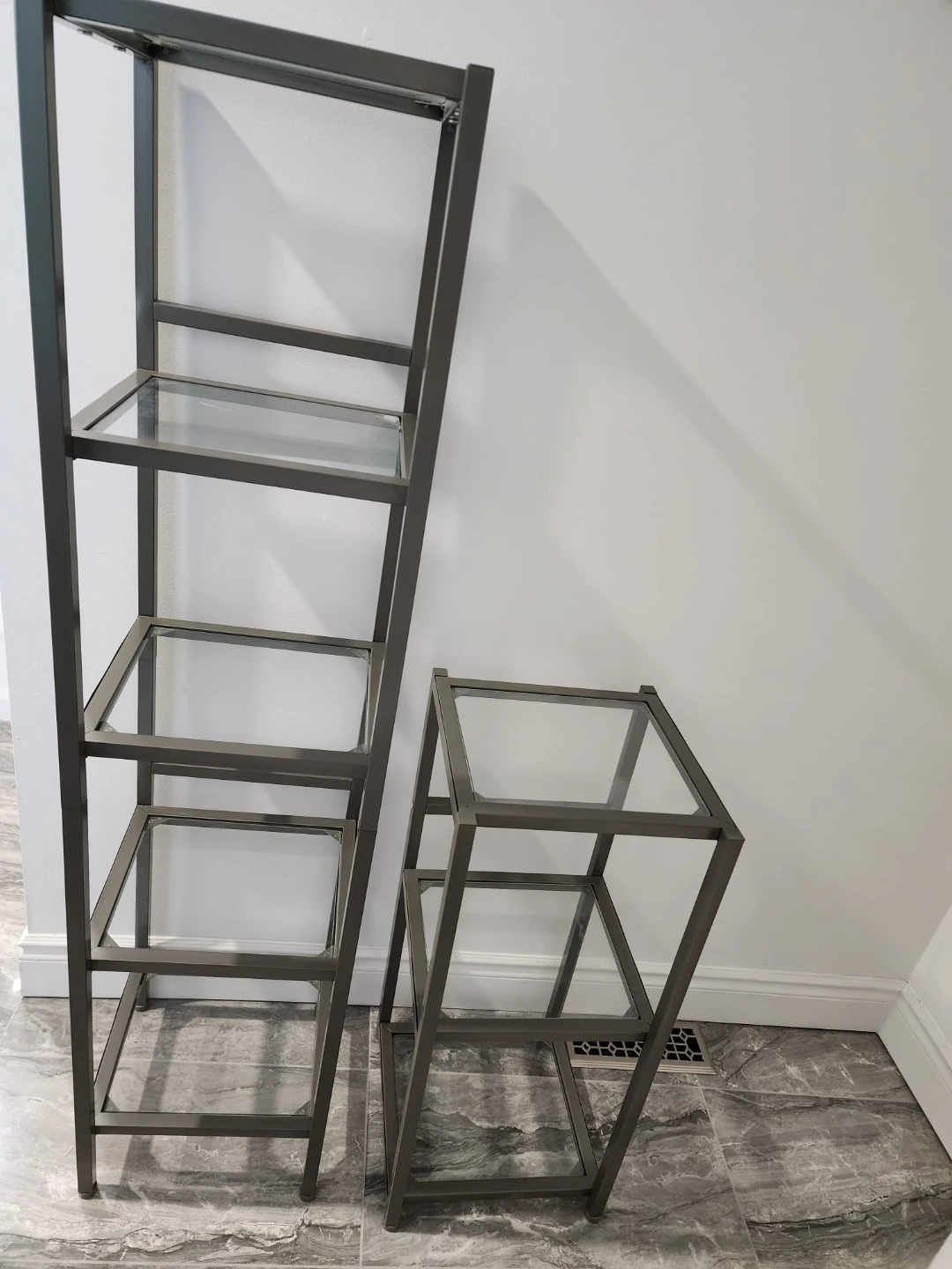 Glass and Metal Display Shelf Unit