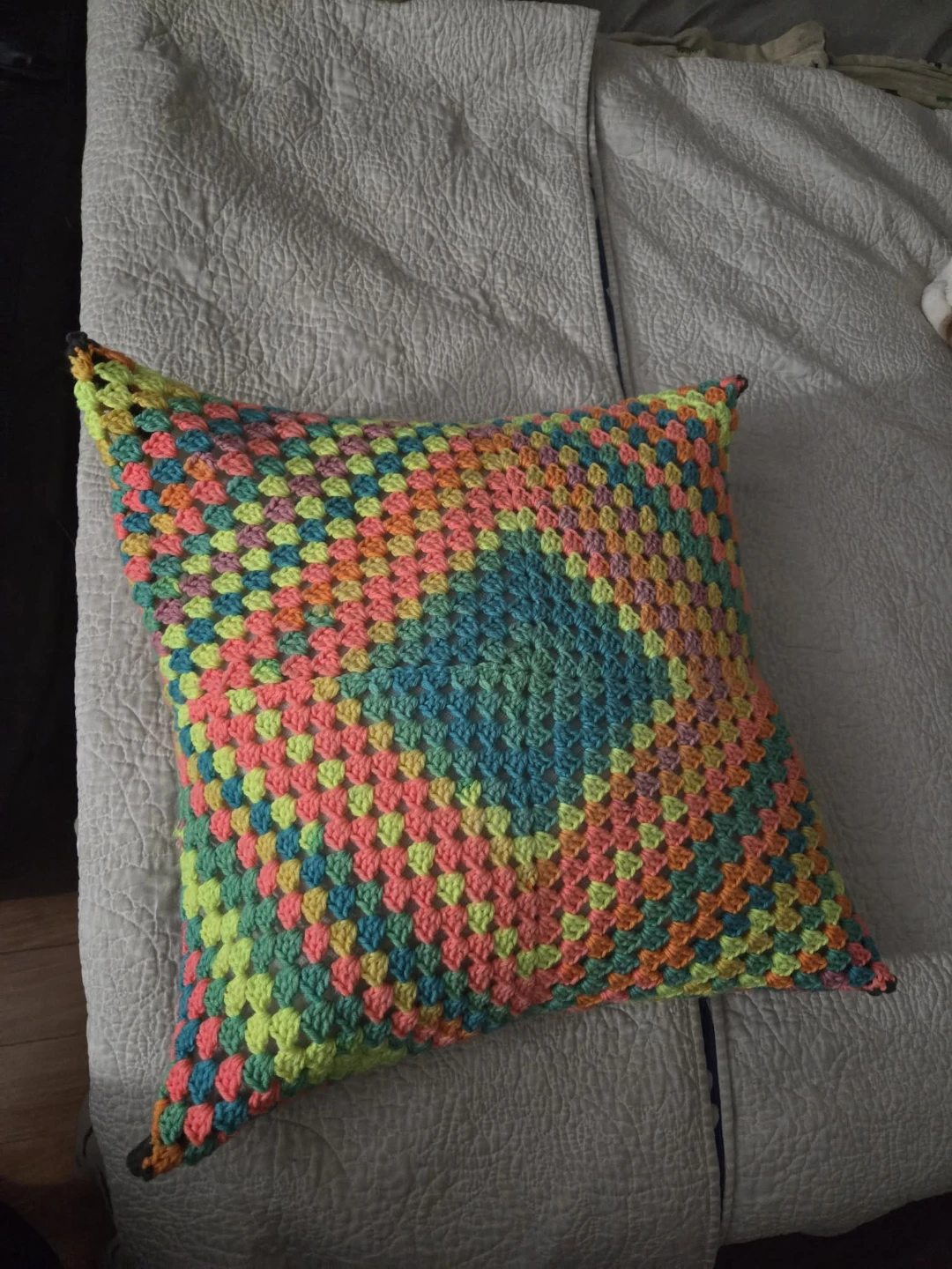 Handmade Crochet Granny Square Pillow - photo 2