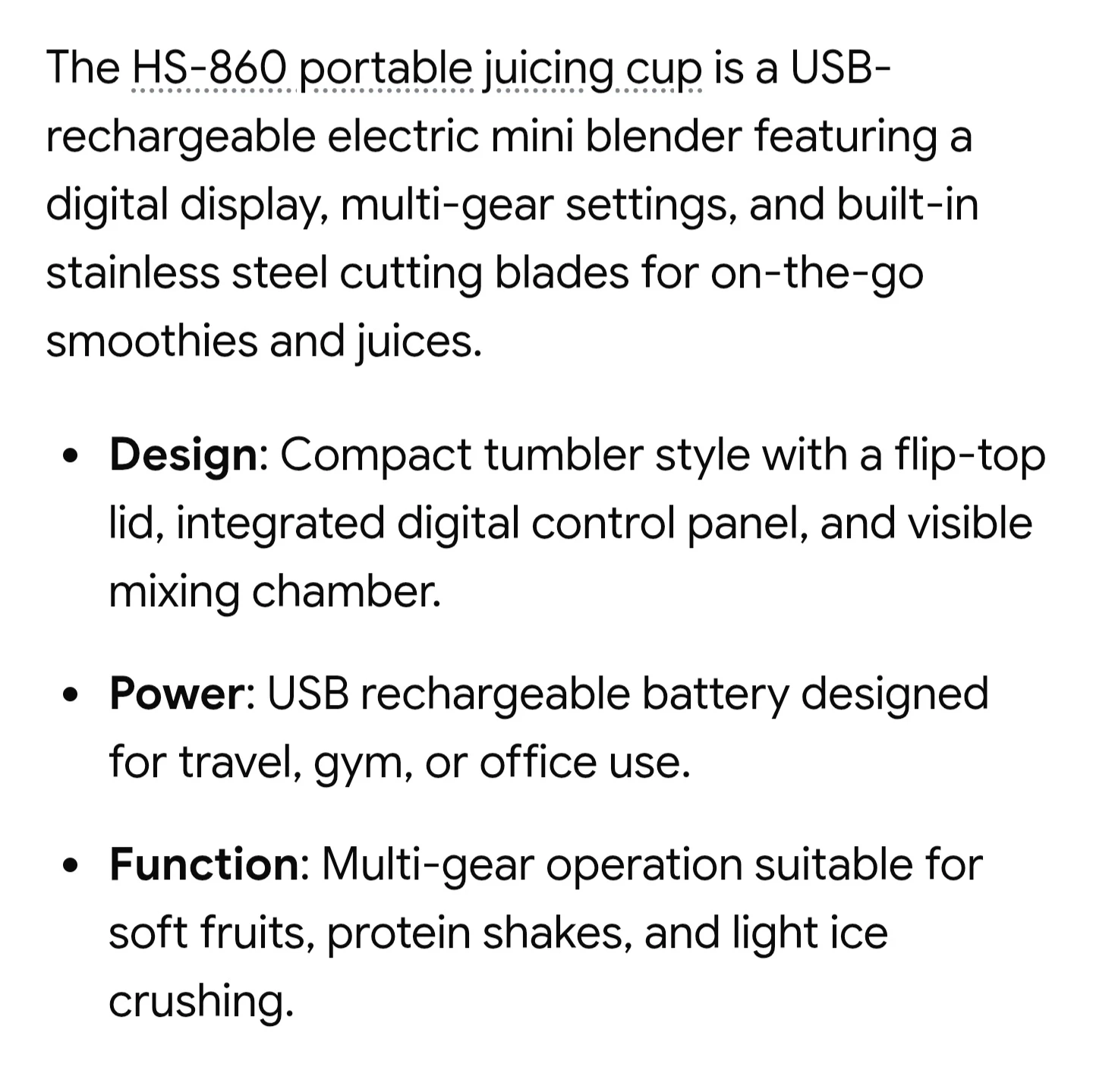 New Juicing Cup Portable Blender HS-889 - photo 3