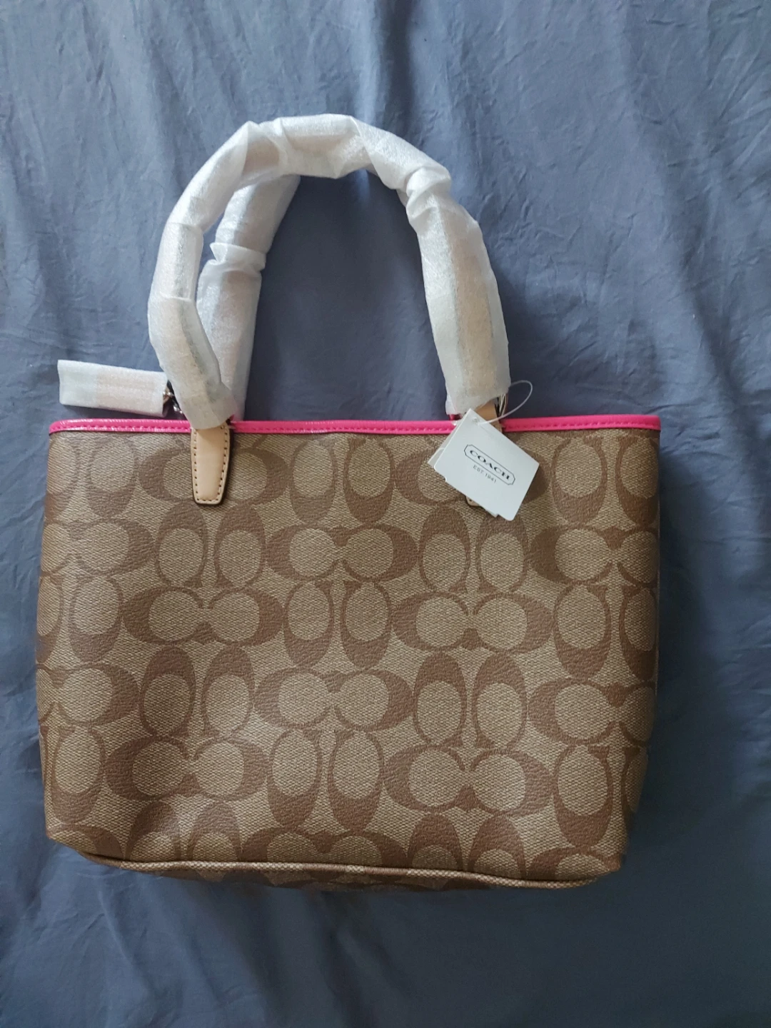 Pomegranate and khaki signature strip vintage coach bag - photo 2