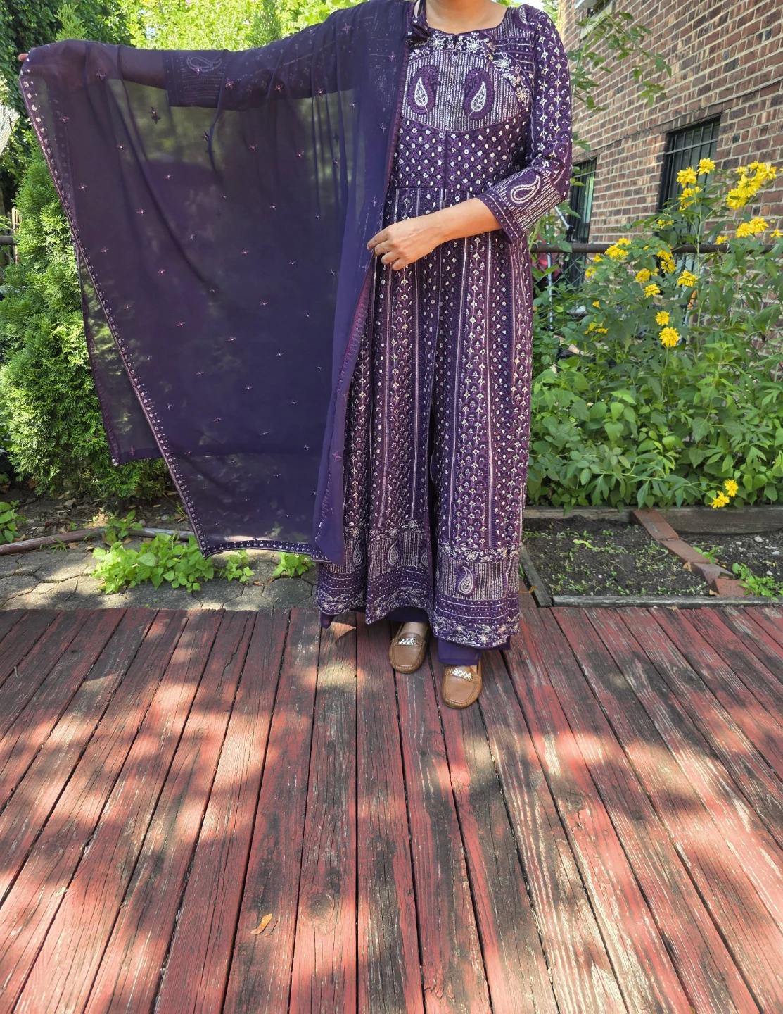 Indian pakistani Women's Purple Embroidered Anarkali Suit Set