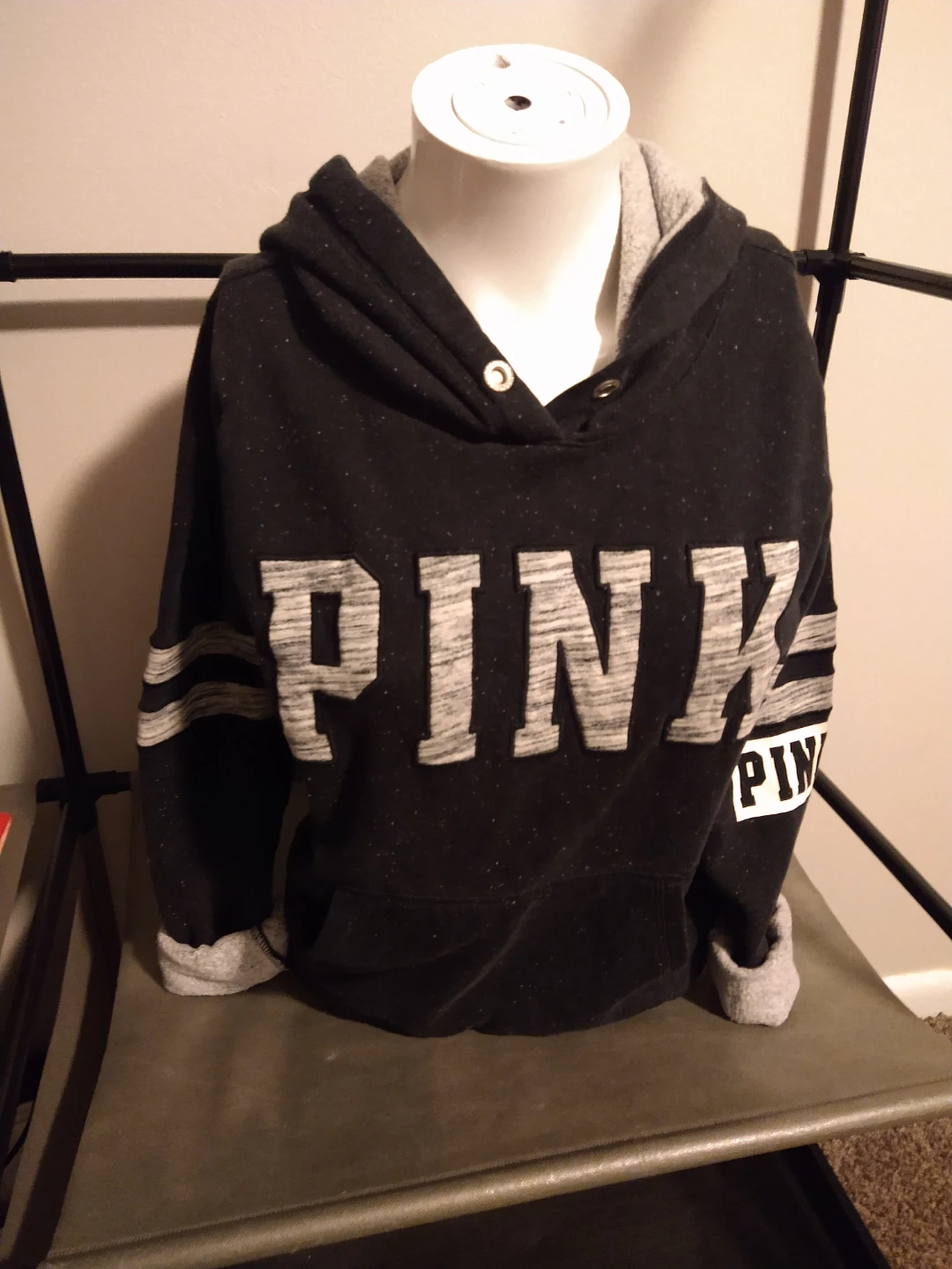 Victoria's Secret PINK Black Marled Hoodie Small