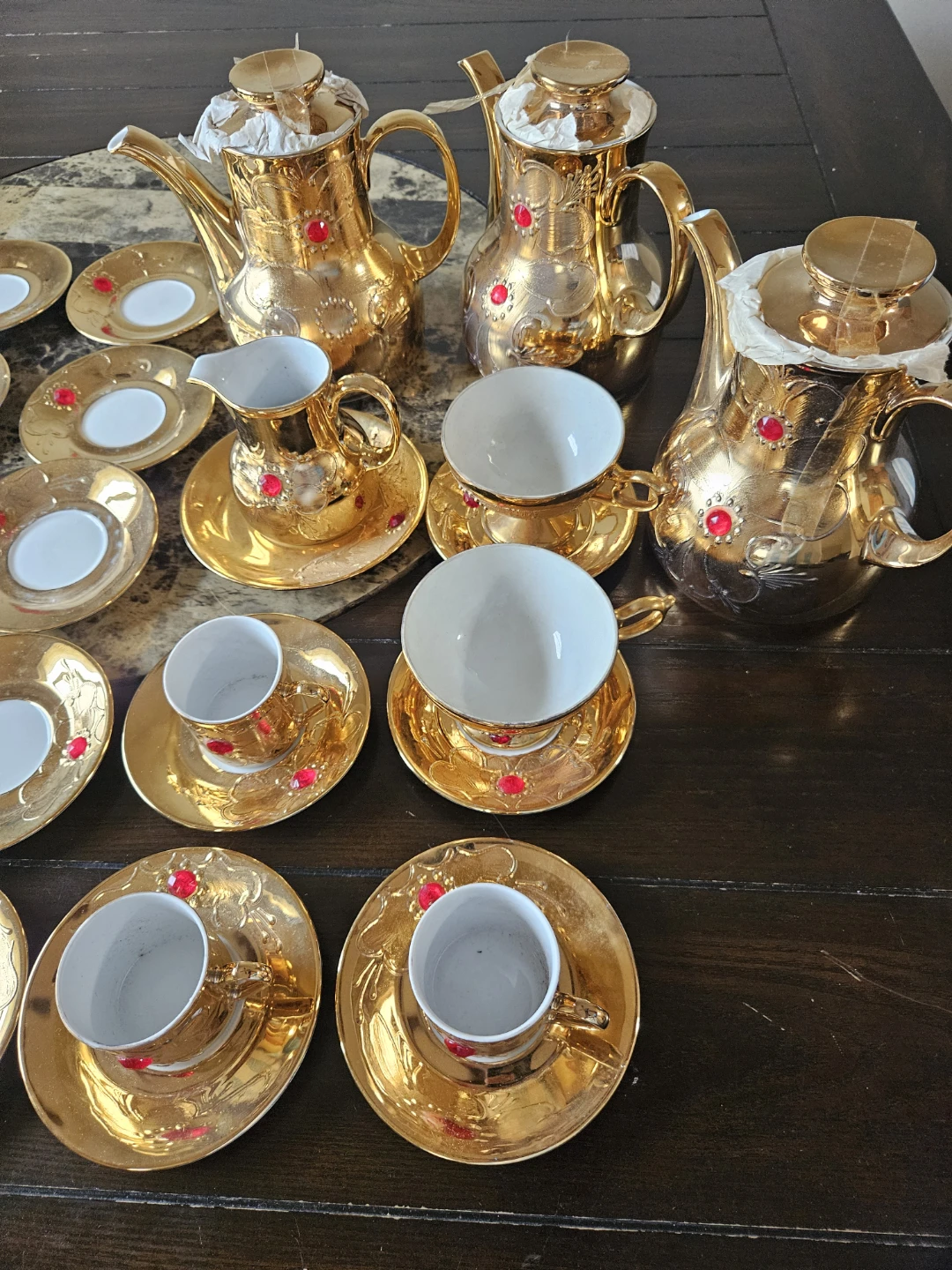 vintage Flores Bavaria gold-plated porcelain demitasse coffee.. - photo 4