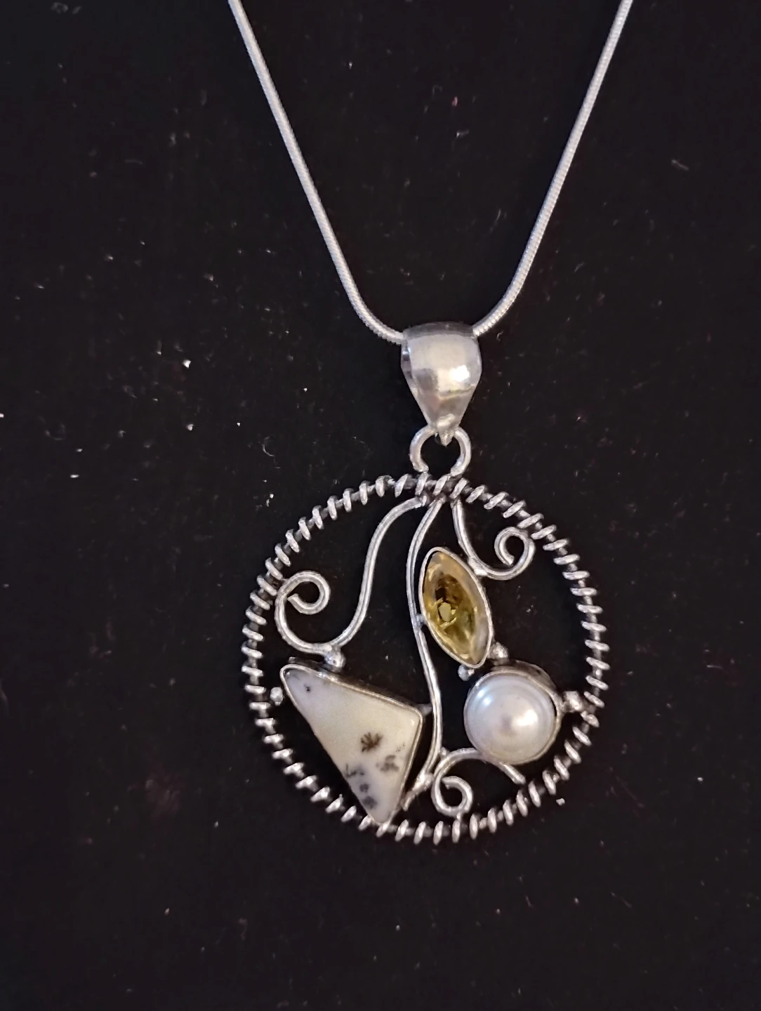 Sterling Silver Necklace with Assorted Gemstones