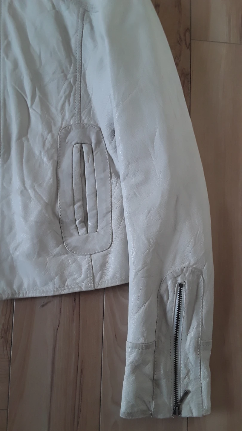 GUESS JEANS Cream Leather Moto Jacket - photo 5
