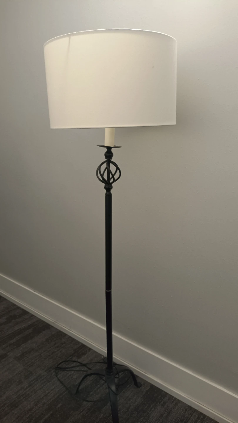Black Torchiere Floor Lamp with Drum Shade