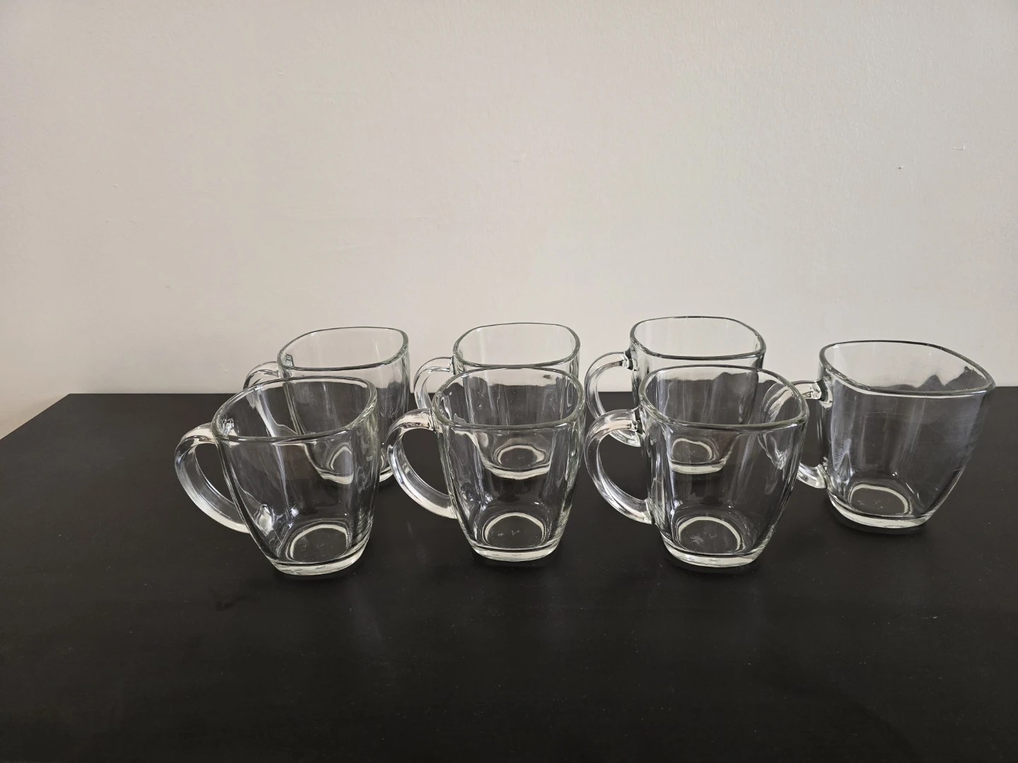 Set of 7 Clear Glass Mugs