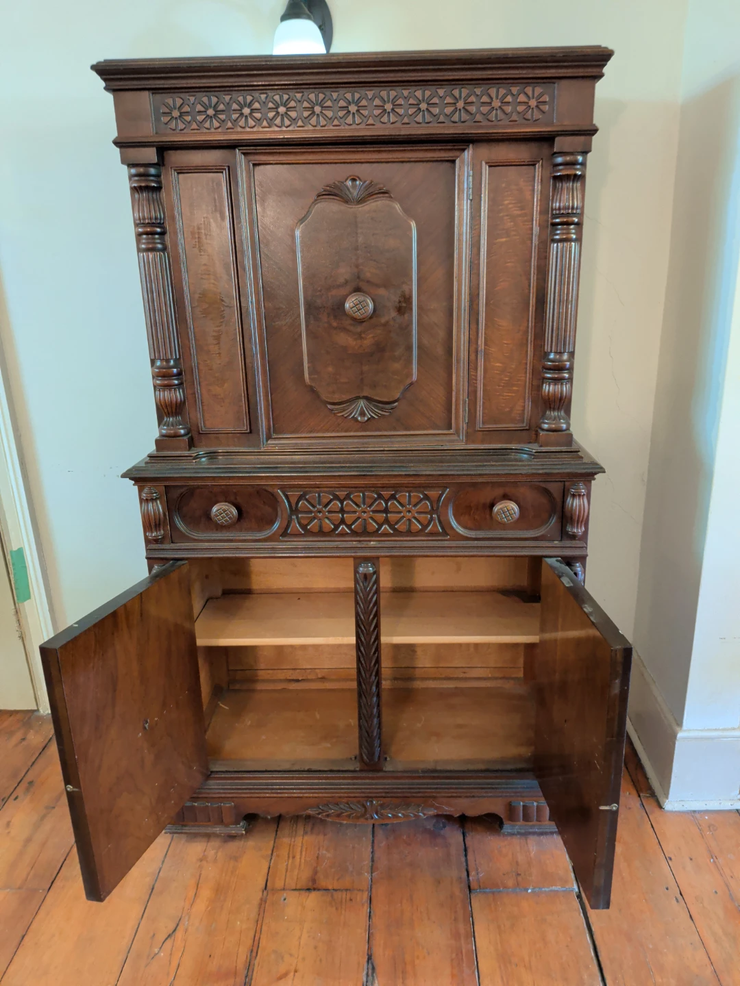 Vintage Wooden Cabinet with Doors and Drawers - photo 4