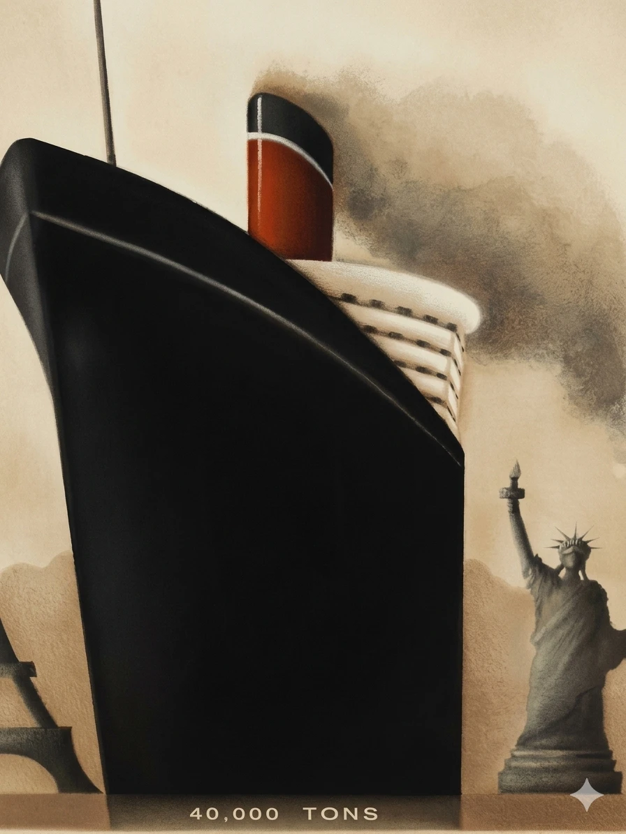 Vng Art Deco Transatlantique Ocean Liner Framed Travel Poster - photo 2